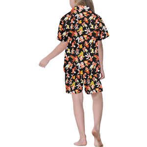 Goldfish Pattern Print Design 03 Kids' Boys' Girls' V-Neck Short Pajama Set