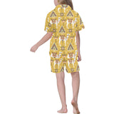 Camels ethnic motif pattern Kids' Boys' Girls' V-Neck Short Pajama Set