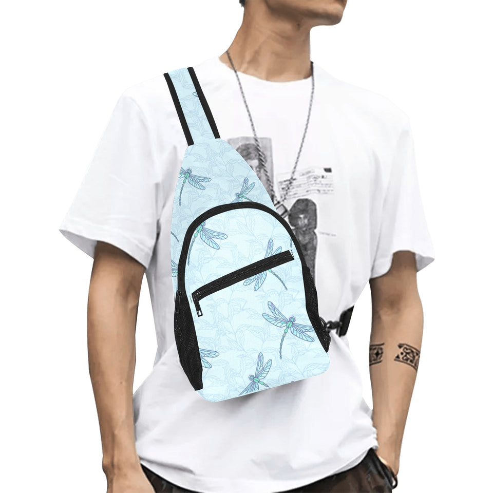 Dragonfly pattern blue background All Over Print Chest Bag