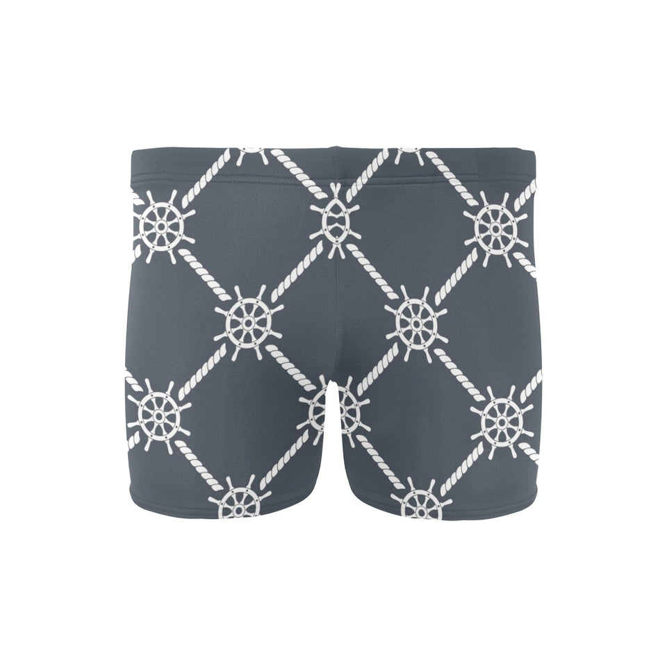 nautical steering wheel rope pattern Men's Swimming Trunks