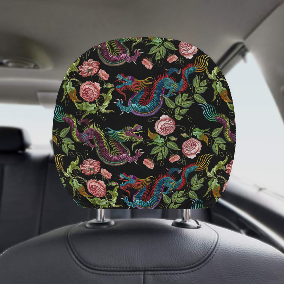 Dragons flower pattern Car Headrest Cover