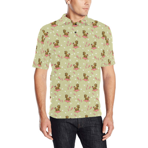 Yorkshire Terrier Pattern Print Design 01 Men's All Over Print Polo Shirt