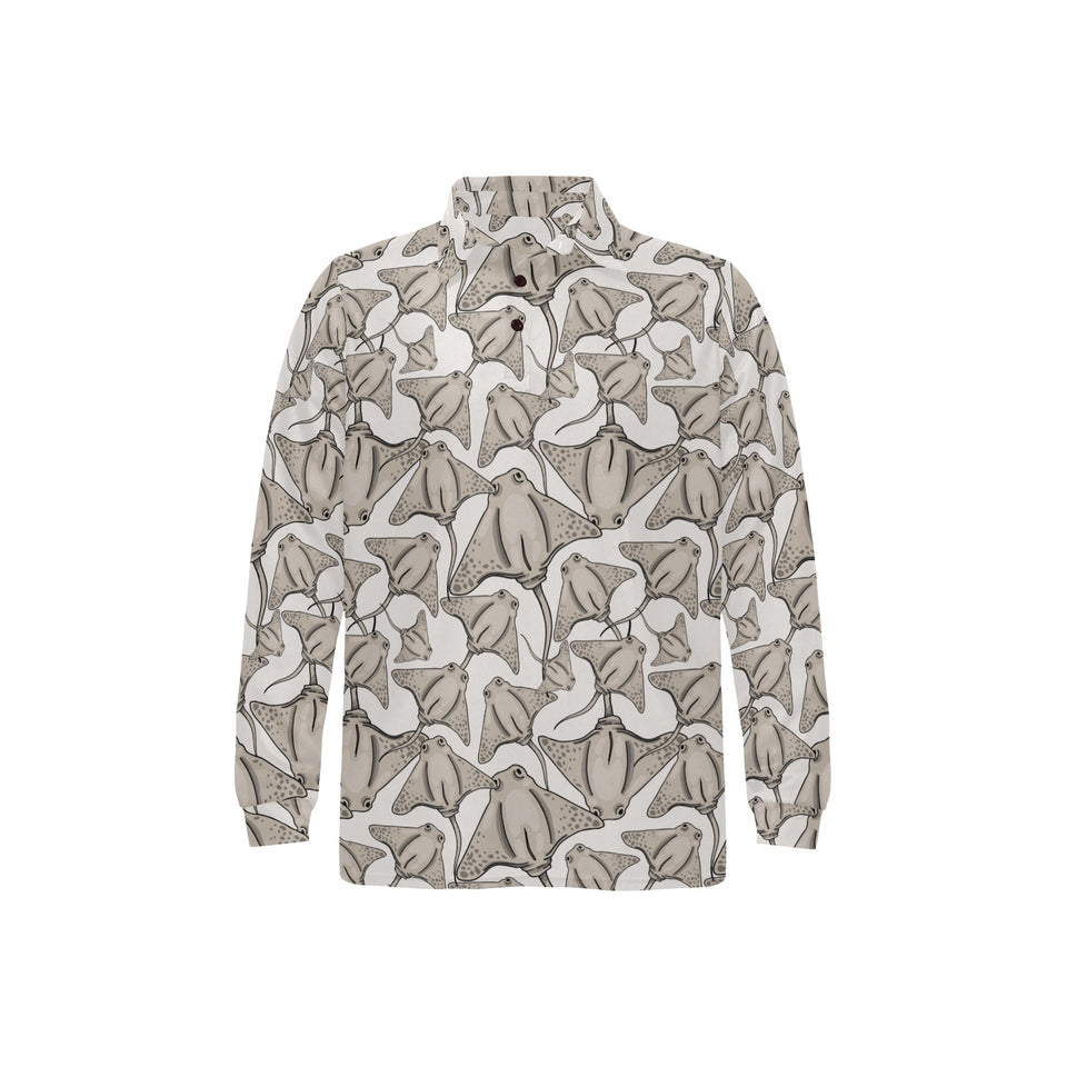 Stingray Pattern Print Design 05 Men's Long Sleeve Polo Shirt
