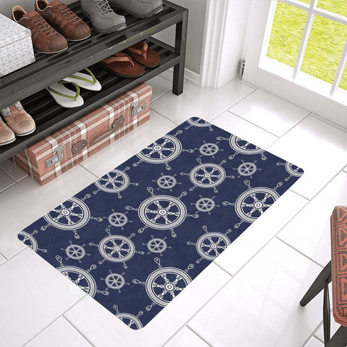 nautical steering wheel design pattern Doormat