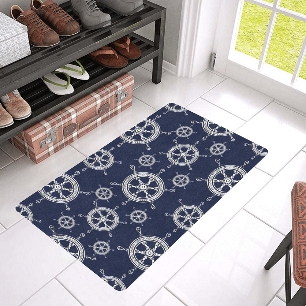 nautical steering wheel design pattern Doormat
