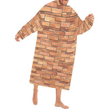 Brick Printed Pattern Print Design 04 Blanket Robe with Sleeves