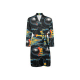 Bowling balls flame pattern Men's Long Sleeve Belted Night Robe