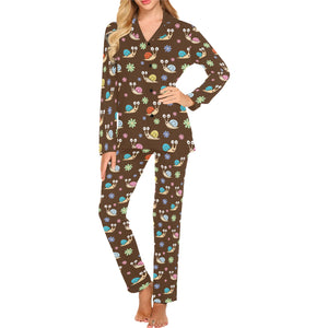 Snail Pattern Print Design 03 Women's Long Pajama Set