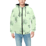 broccoli sketch pattern Men's Padded Hooded Jacket