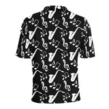 Saxophone music notes treble clef black white them Men's All Over Print Polo Shirt