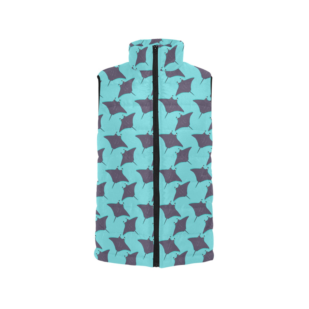 Stingray Pattern Print Design 02 Women's Padded Vest