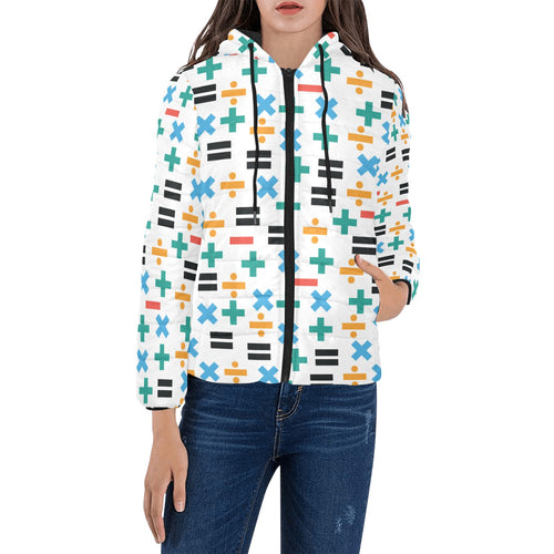 Math Pattern Print Design 05 Women's Padded Hooded Jacket