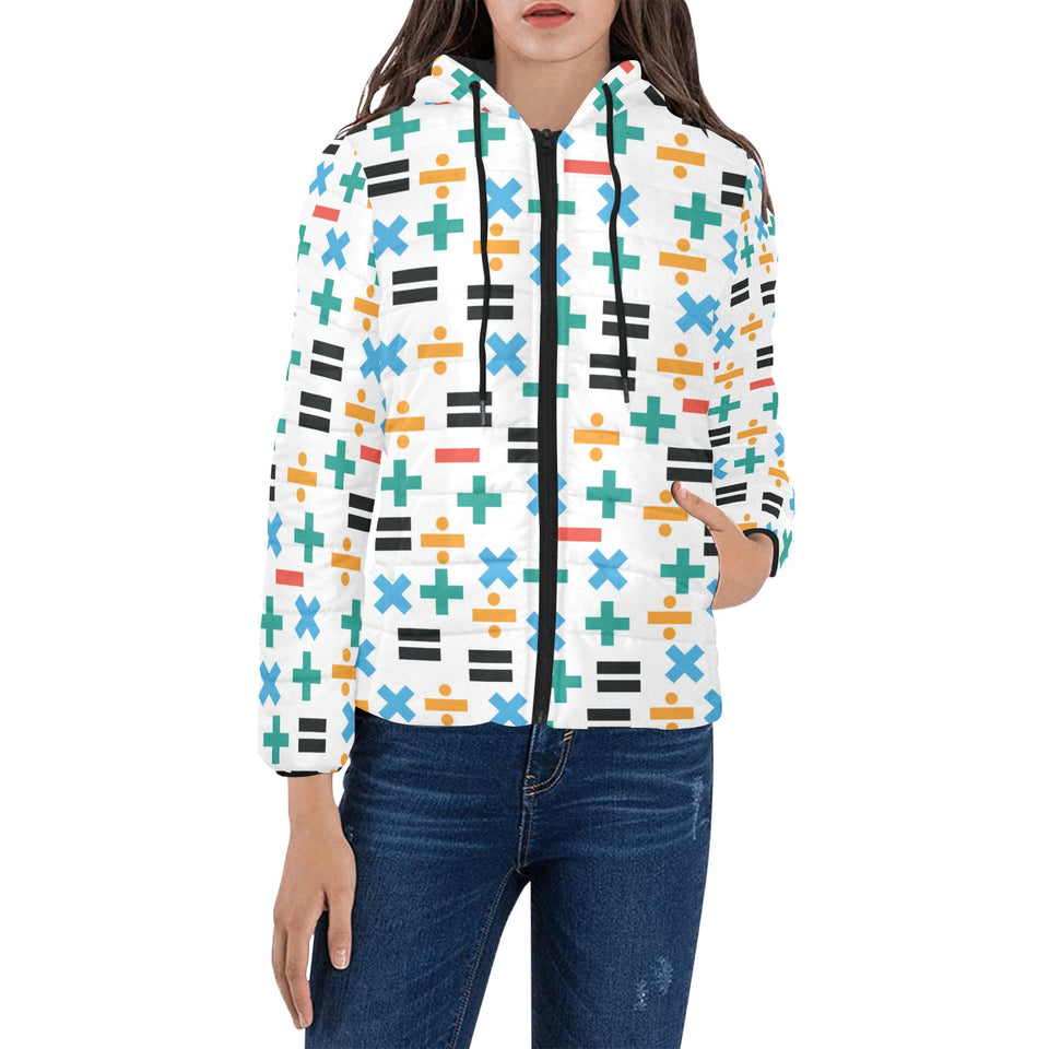 Math Pattern Print Design 05 Women's Padded Hooded Jacket