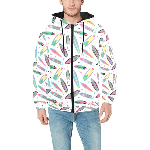 Surfboard Pattern Print Design 04 Men's Padded Hooded Jacket