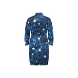 Night sky star pattern Men's Long Sleeve Belted Night Robe
