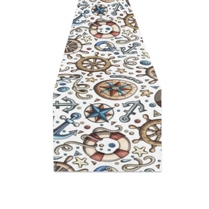 Cute nautical steering wheel anchor pattern Table Runner