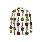 colorful apples leave zebra stripe Men's Long Sleeve Polo Shirt
