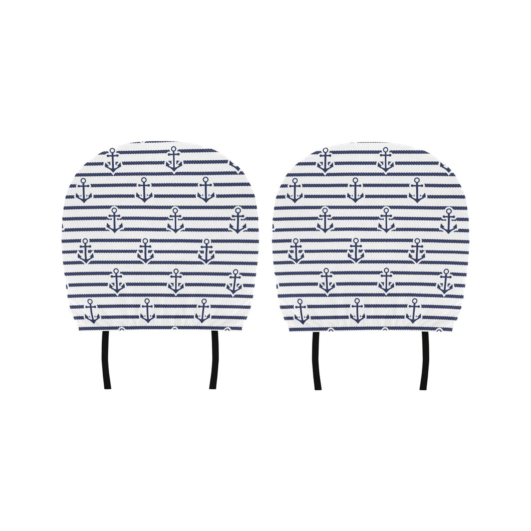 Anchor rope nautical pattern Car Headrest Cover