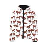 Horses running pattern background Kids' Boys' Girls' Padded Hooded Jacket