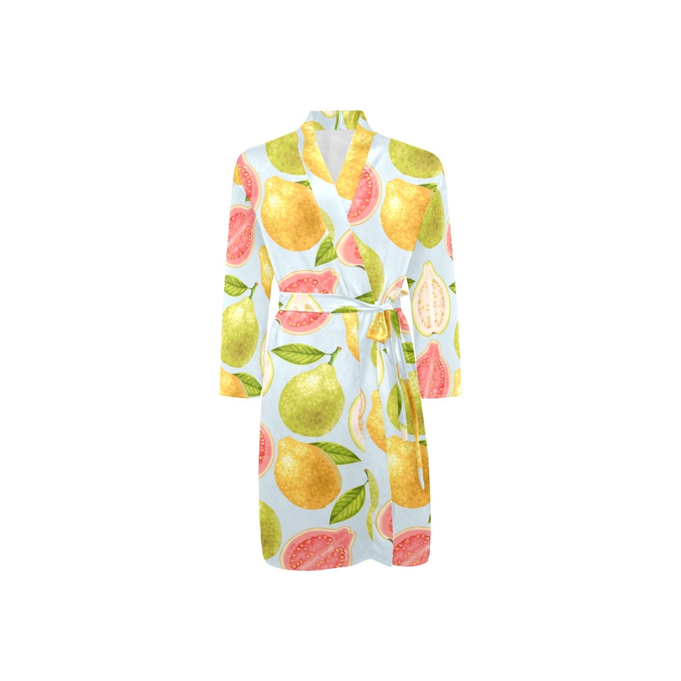 Guava design pattern Men's Long Sleeve Belted Night Robe