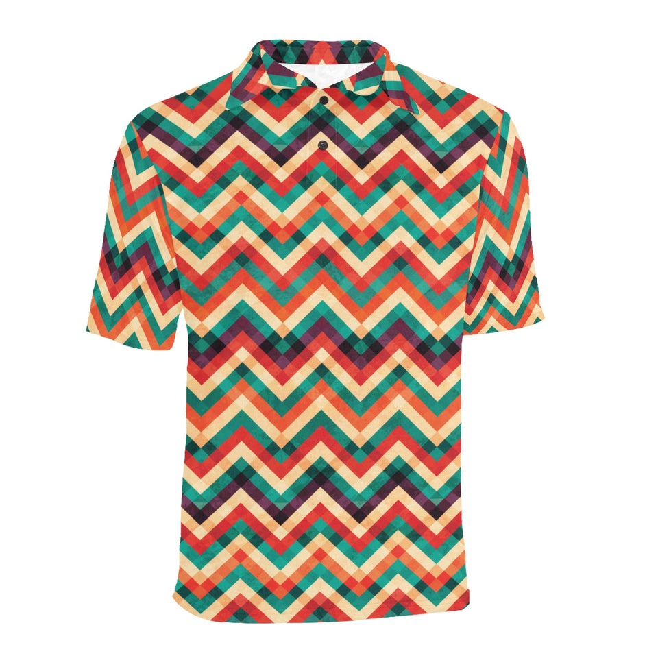 zigzag chevron colorful pattern Men's All Over Print Polo Shirt