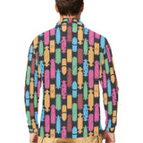 Skate Board Pattern Print Design 02 Men's Long Sleeve Polo Shirt