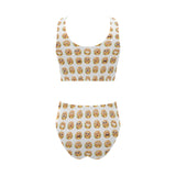 Hamburger Pattern Print Design 04 Chest Bowknot High Waisted Bikini Swimsuit
