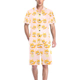 Cute shiba inu dog pattern Men's V-Neck Short Pajama Set