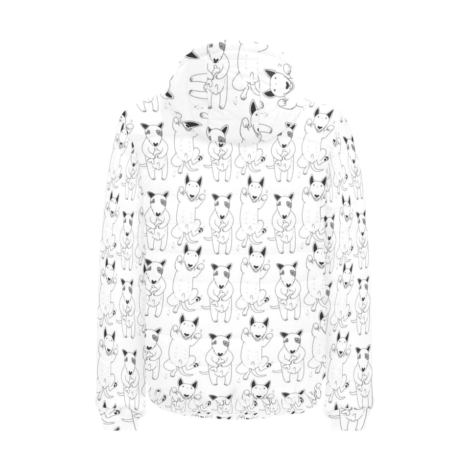 Bull Terrier Pattern Print Design 02 Men's Padded Hooded Jacket