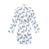Pigeon Pattern Print Design 03 Women's Long Sleeve Belted Night Robe