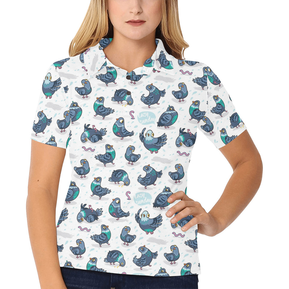 Pigeon Pattern Print Design 02 Women's All Over Print Polo Shirt
