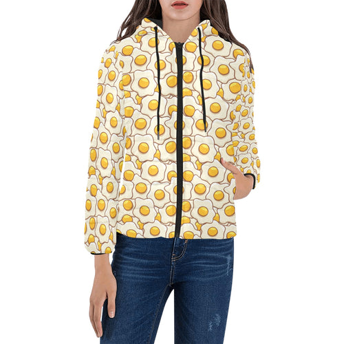 Fried Eggs Pattern Print Design 02 Women's Padded Hooded Jacket