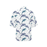 Dolphins pattern dotted background Women's All Over Print Hawaiian Shirt