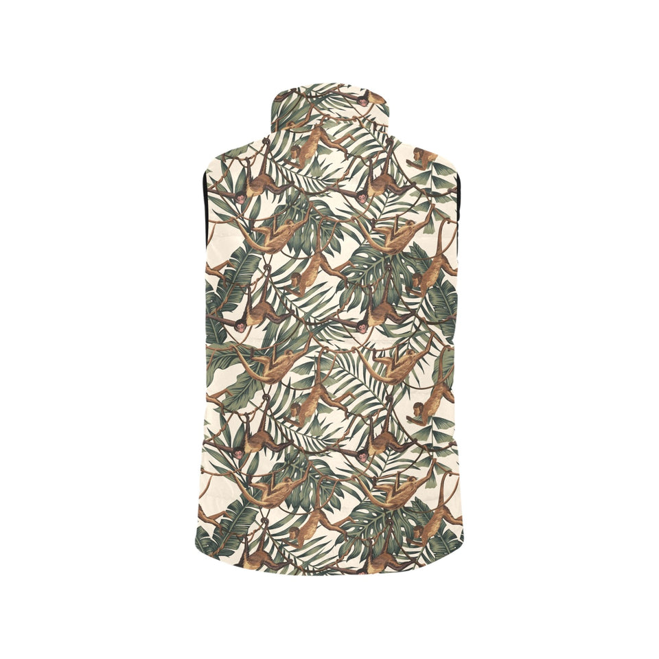 Monkey tropical leaves background Women's Padded Vest