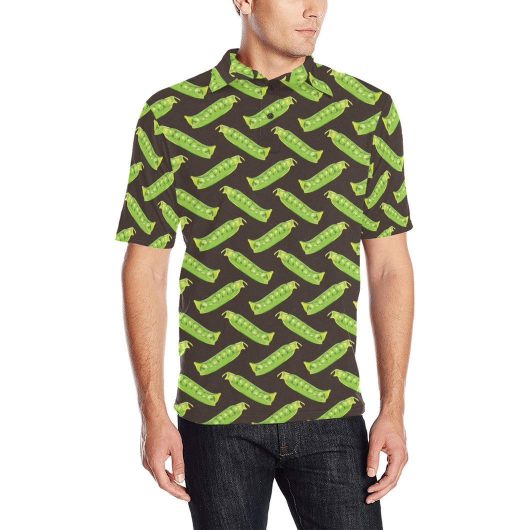 Green Peas Pattern Print Design 05 Men's All Over Print Polo Shirt