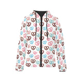 Pretzels Pattern Print Design 04 Women's Padded Hooded Jacket