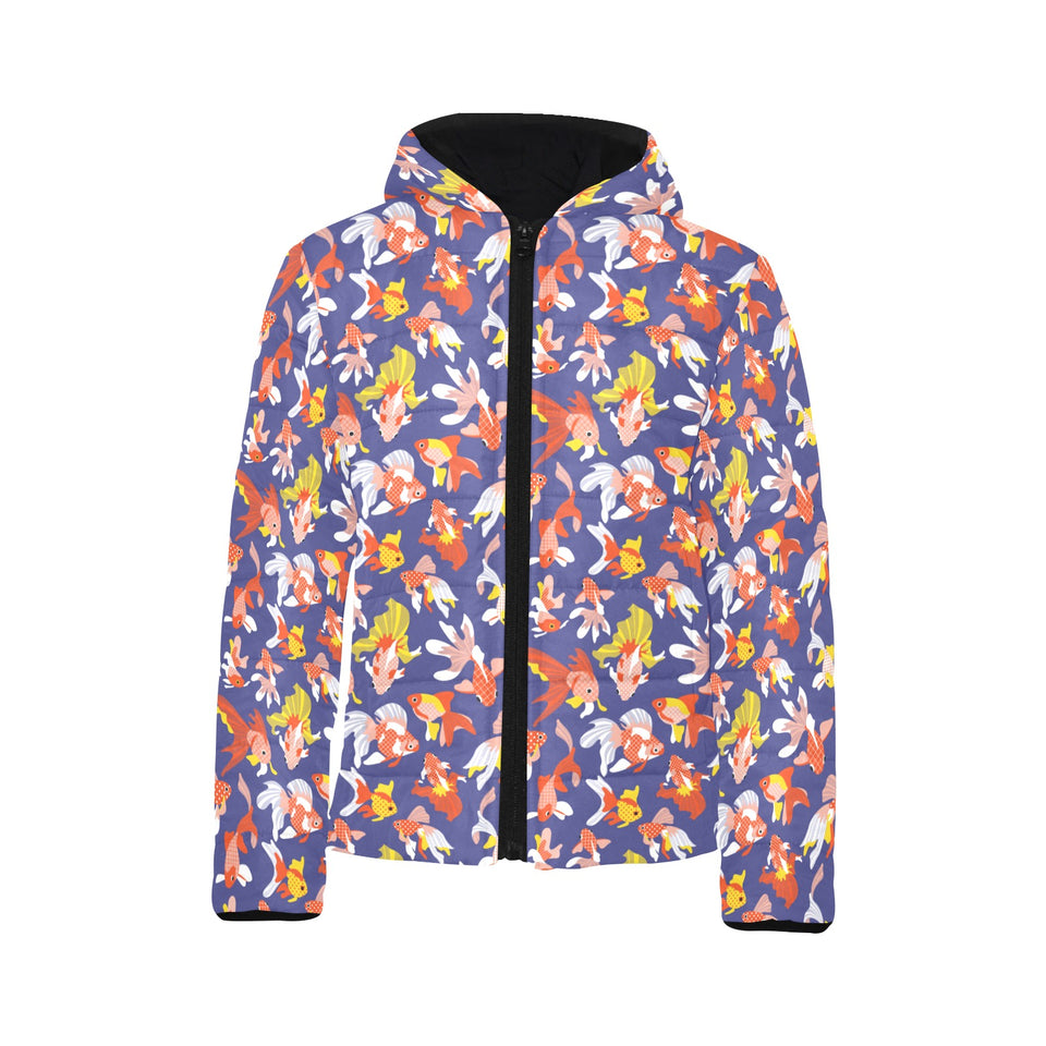 Goldfish Pattern Print Design 04 Kids' Boys' Girls' Padded Hooded Jacket