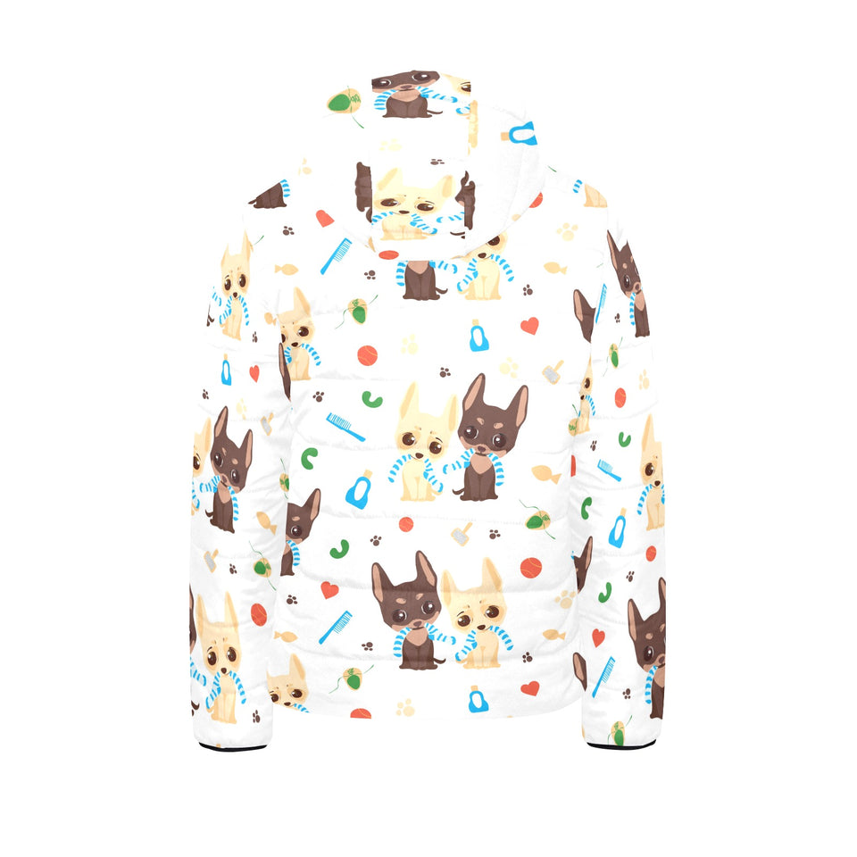 Cute Chihuahua dog pattern Kids' Boys' Girls' Padded Hooded Jacket
