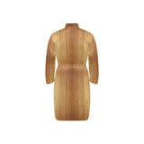 Wood Printed Pattern Print Design 05 Men's Long Sleeve Belted Night Robe