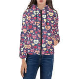 British Pattern Print Design 02 Women's Padded Hooded Jacket