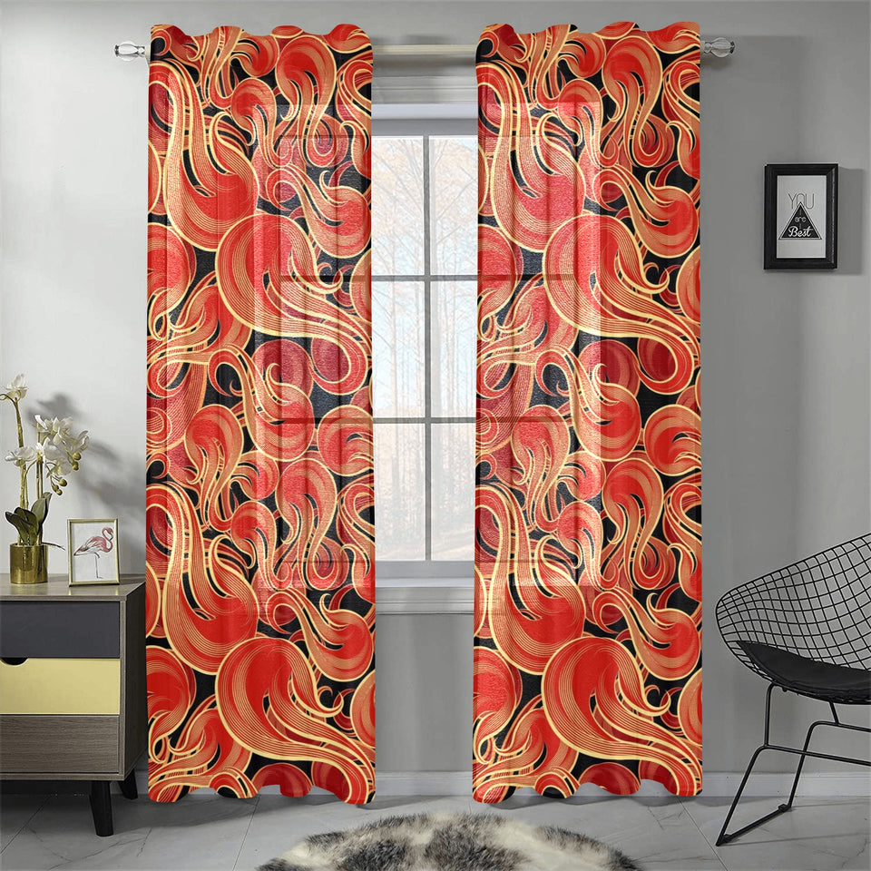 Fire flame pattern Gauze Curtain