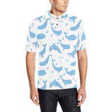 Blue whale pattern Men's All Over Print Polo Shirt