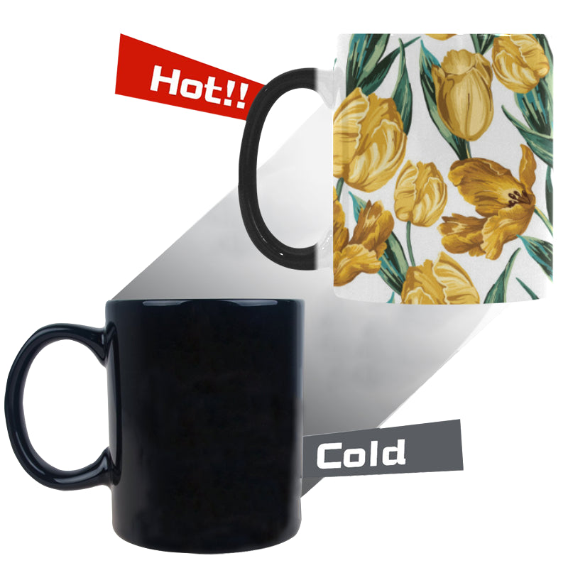 yellow tulips pattern Morphing Mug Heat Changing Mug