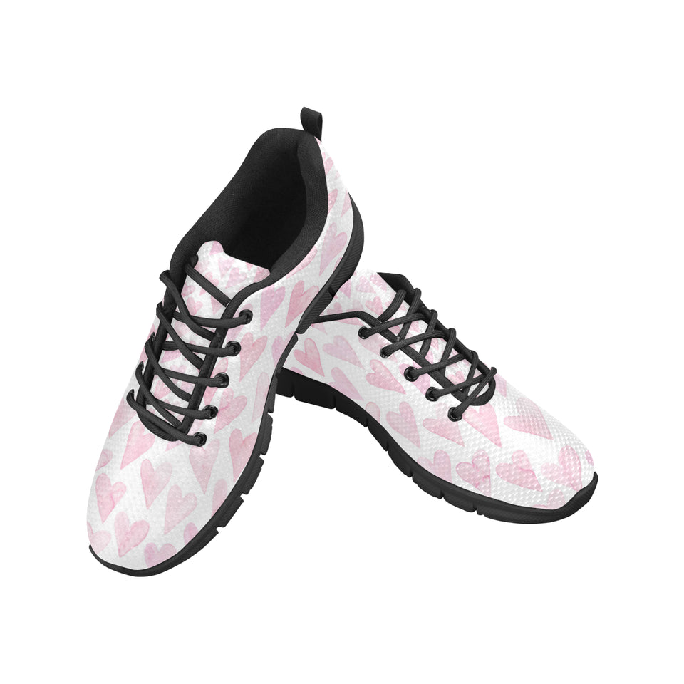 Watercolor pink heart pattern Women's Sneaker Shoes