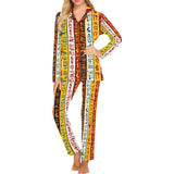 Egypt Hieroglyphics Pattern Print Design 01 Women's Long Pajama Set