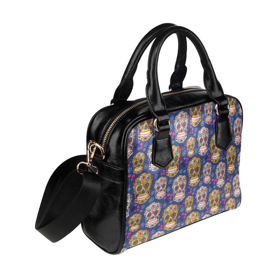 Sugar skull flower pattern Shoulder Handbag
