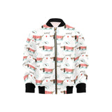 Cute dachshund bone pattern Kids' Boys' Girls' Bomber Jacket