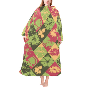 Cool Geometric lime pattern Blanket Robe with Sleeves