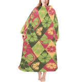 Cool Geometric lime pattern Blanket Robe with Sleeves