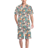 Gear Pattern Print Design 05 Men's V-Neck Short Pajama Set